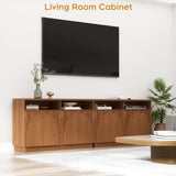Fluted Sideboard Buffet Cabinet with Arched Reeded Doors - Mid Century Modern Storage