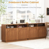Fluted Sideboard Buffet Cabinet with Arched Reeded Doors - Mid Century Modern Storage