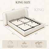 Yechen Bouclé Cloud Bed Frame, Queen & King, Standard or Lift-Up Storage