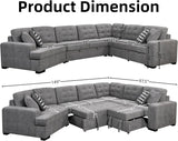 149'' Oversized Large Sectional Sleeper Sofa with Pull Out Bed & Cuddler | 7-Seater L-Shaped Sectional Couch with Chaise Lounge