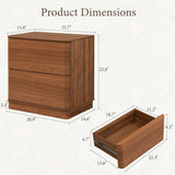 Curved Nightstand with Hidden Drawer | Mid-Century Modern Bedside Table | Walnut