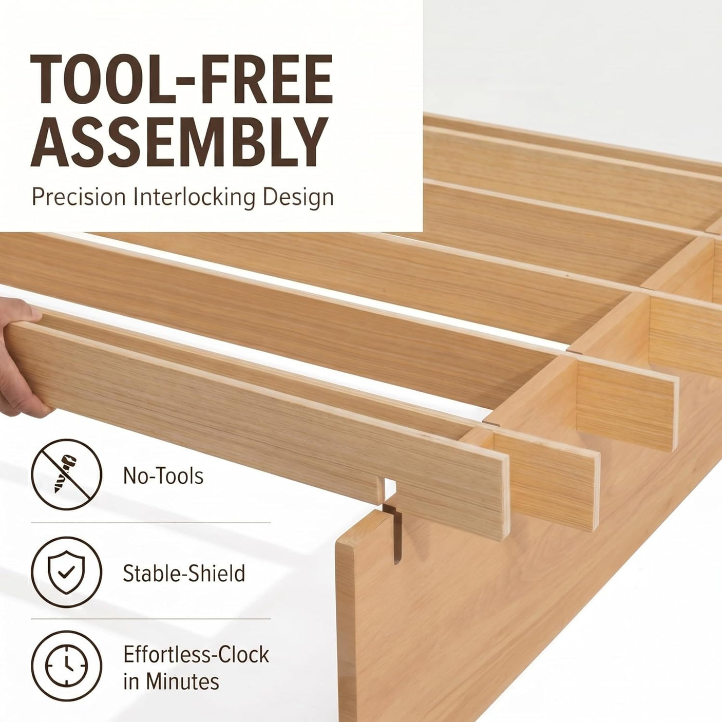 Yechen Solid Oak Platform Bed Frame | Dovetail Joinery, Wooden Slats, No Box Spring Needed