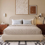Upholstered Boucle Platform Bed Frame, No Box Spring, 800 lb Capacity – Full & Queen