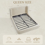 YECHEN Cloud Bed Frame - Modern Water-Resistant Bouclé Upholstered Platform Bed, Tool-Free Assembly, No Box Spring Needed