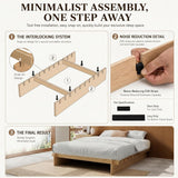 Yechen Solid Oak Platform Bed Frame | Dovetail Joinery, Wooden Slats, No Box Spring Needed