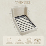 Twin Platform Bed Frame, Upholstered with Headboard, Cloud Cushion, Performance Fabric, No Box Spring Needed, Cream