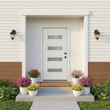 YECHEN 36" x 80" Fiberglass Pre-Hung Front Door, Contemporary Black Entry Door with Frosted Privacy Glass (Left/Right Hand Inswing)