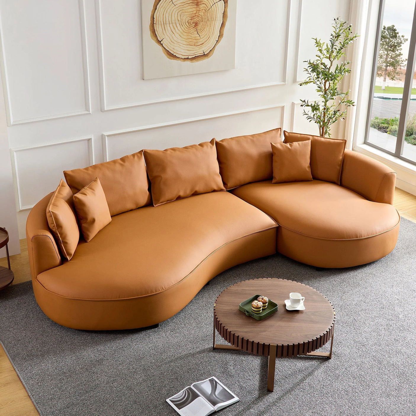 Mareno Leather Sectional Sofa