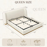 Yechen Bouclé Cloud Bed Frame, Queen & King, Standard or Lift-Up Storage
