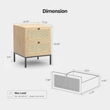 Boho Rattan Drawers Sidetable Nightstand 2 Packs
