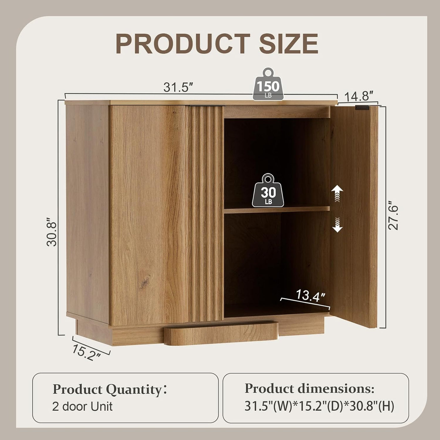 31.5" Modern Buffet Cabinet  With Storage