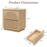 Yechen Modern Arched Reeded Wood Bed | 2 Storage Drawers | Natural Oak