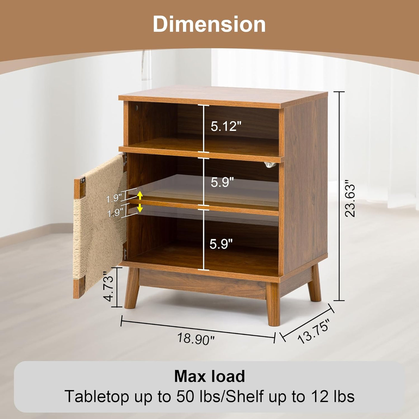 Boho Rattan Drawers Sidetable Nightstand 2 Packs