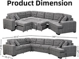 149'' Oversized Large Sectional Sleeper Sofa with Pull Out Bed & Cuddler | 7-Seater L-Shaped Sectional Couch with Chaise Lounge
