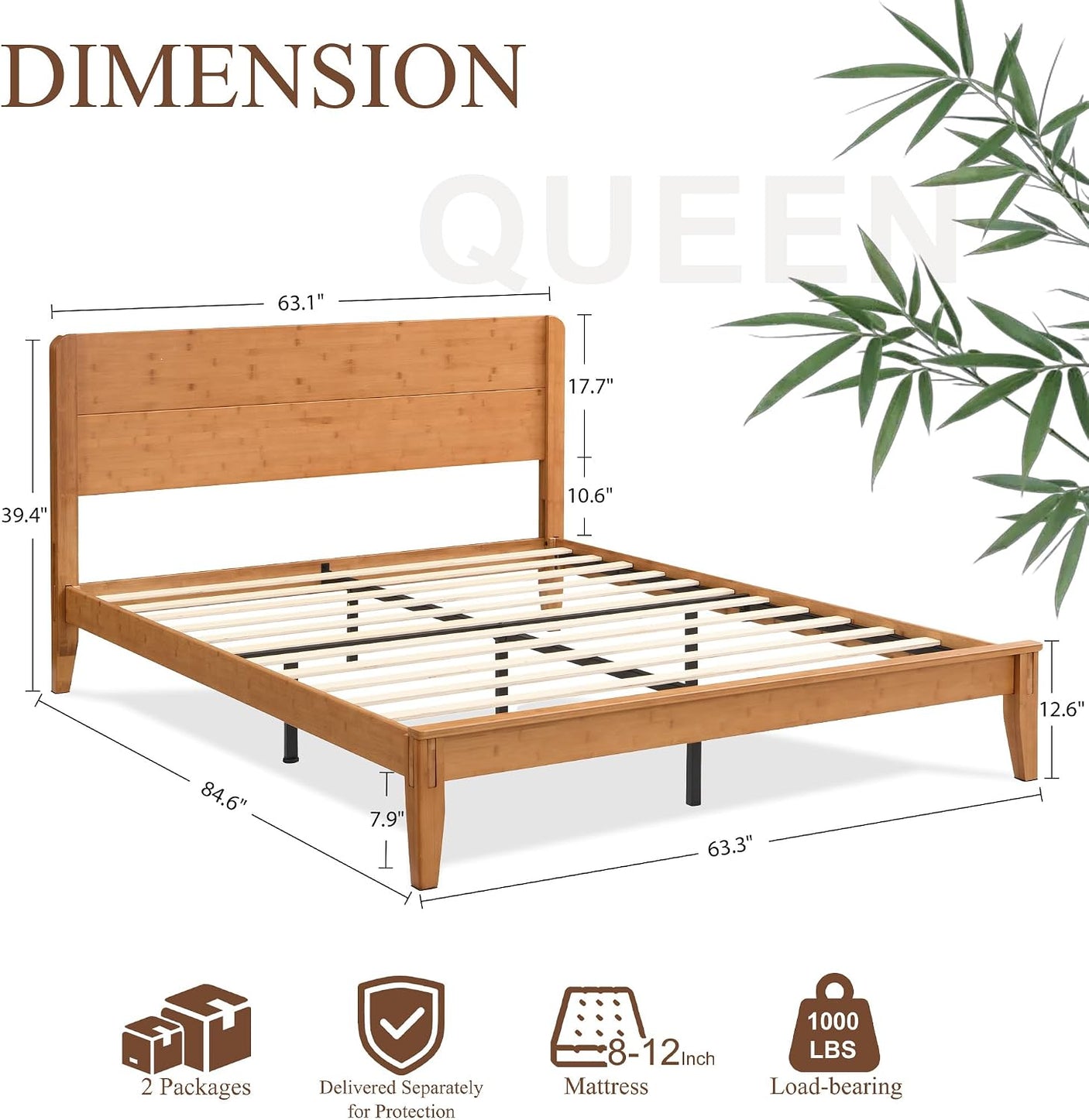 (Pre-Order) Yechen Bamboo Bed Frame | Japandi Platform Bed, 1000lbs, No Box Spring