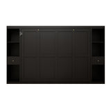 Queen Horizontal Murphy Bed with Storage Cabinets – Black
