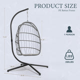 Egg Hanging Chair with Stand & Cushion | Patio & Bedroom, Dark Blue