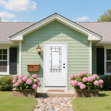 YECHEN 36" x 80" Fiberglass Pre-Hung Front Door, Contemporary Black Entry Door with Frosted Privacy Glass (Left/Right Hand Inswing)