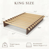 Yechen Solid Oak Platform Bed Frame | Dovetail Joinery, Wooden Slats, No Box Spring Needed