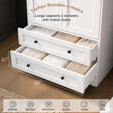 Yechen 71" Armoire Wardrobe Closet with Hanging Rod, Adjustable Shelves & 2 Drawers — White