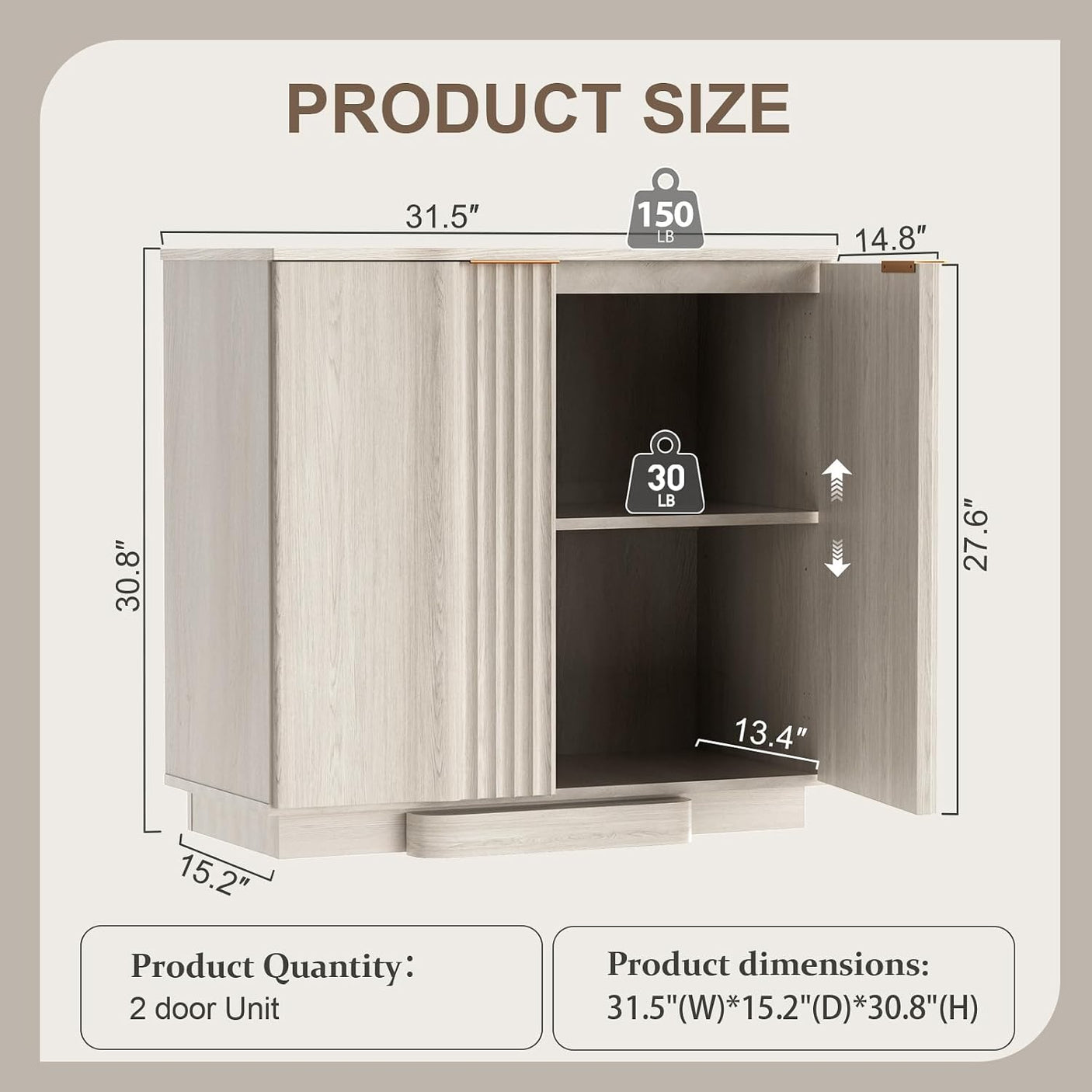 31.5" Modern Buffet Cabinet  With Storage