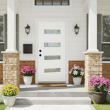 YECHEN 36" x 80" Fiberglass Pre-Hung Front Door, Contemporary Black Entry Door with Frosted Privacy Glass (Left/Right Hand Inswing)