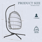 Egg Hanging Chair with Stand & Cushion | Patio & Bedroom, Charcoal Grey