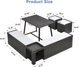 47 Inch Corner Dining Table Set with Storage Stool and Storage Bench