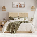 Boho Rattan Queen Bed Frame with Charging Station & 10 Storage Drawers