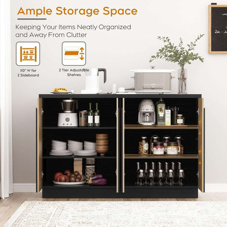 Arched Reeded Design Sideboard Buffet Cabinet