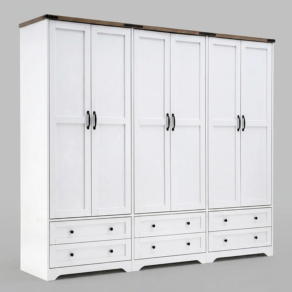 YECHEN 71" Modern Armoire Wardrobe: All-in-One Storage with 2 Drawers & Adjustable Shelves