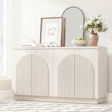 Arched Reeded Sideboard Buffet Cabinet — 55" Wide, 4-Door Modern Storage