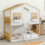 Twin over Twin House Bunk Bed with Roof