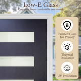 36" x 80" Fiberglass Exterior Door | Black Smooth Finish | Frosted Glass | Left Hand Inswing