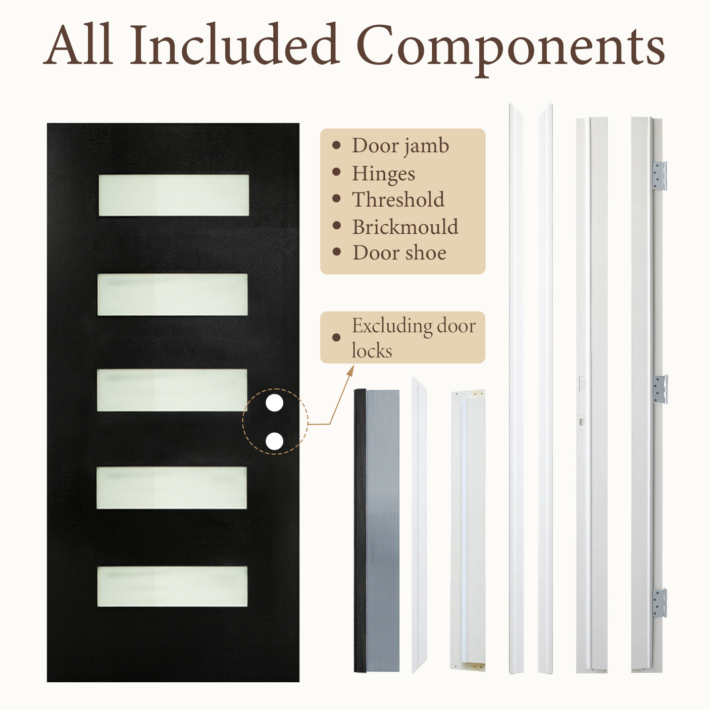 36" x 80" Fiberglass Exterior Door | Black Smooth Finish | Frosted Glass | Left Hand Inswing