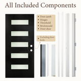 36" x 80" Fiberglass Exterior Door | Black Smooth Finish | Frosted Glass | Left Hand Inswing