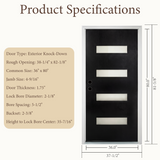 36x80 Black Fiberglass Entry Door with Frosted Glass | Right Inswing