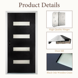 36x80 Black Fiberglass Entry Door with Frosted Glass | Right Inswing