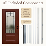 36x80 Red Fiberglass Entry Door – Frosted Glass, Left & Right Hand Inswing | Yechen Home