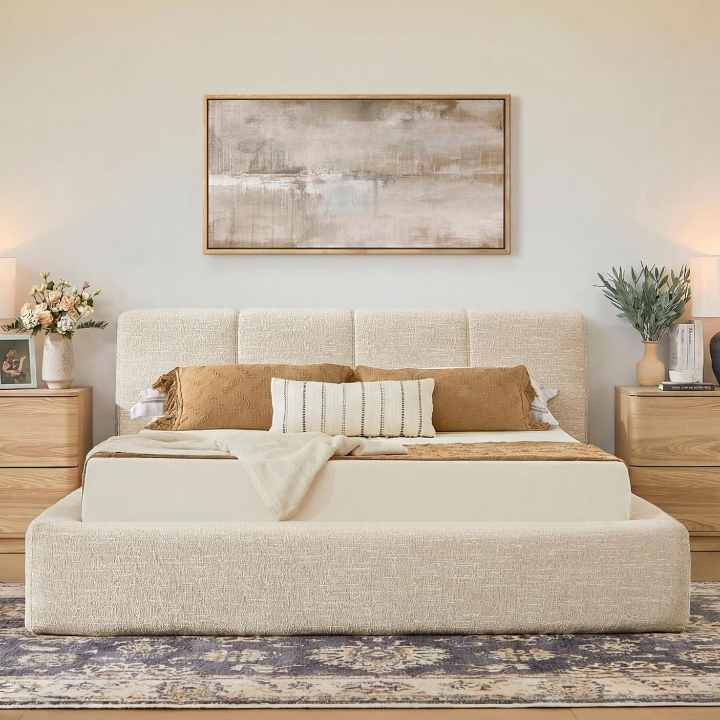 YECHEN Cloud Platform Bed – 15-Min Tool-Free Assembly, CULP® Performance Fabric & Stain-Resistant Cloud Frame