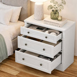 31.5" Oversized Nightstand with 3 Drawers | Light Oak, Ivory White & Walnut