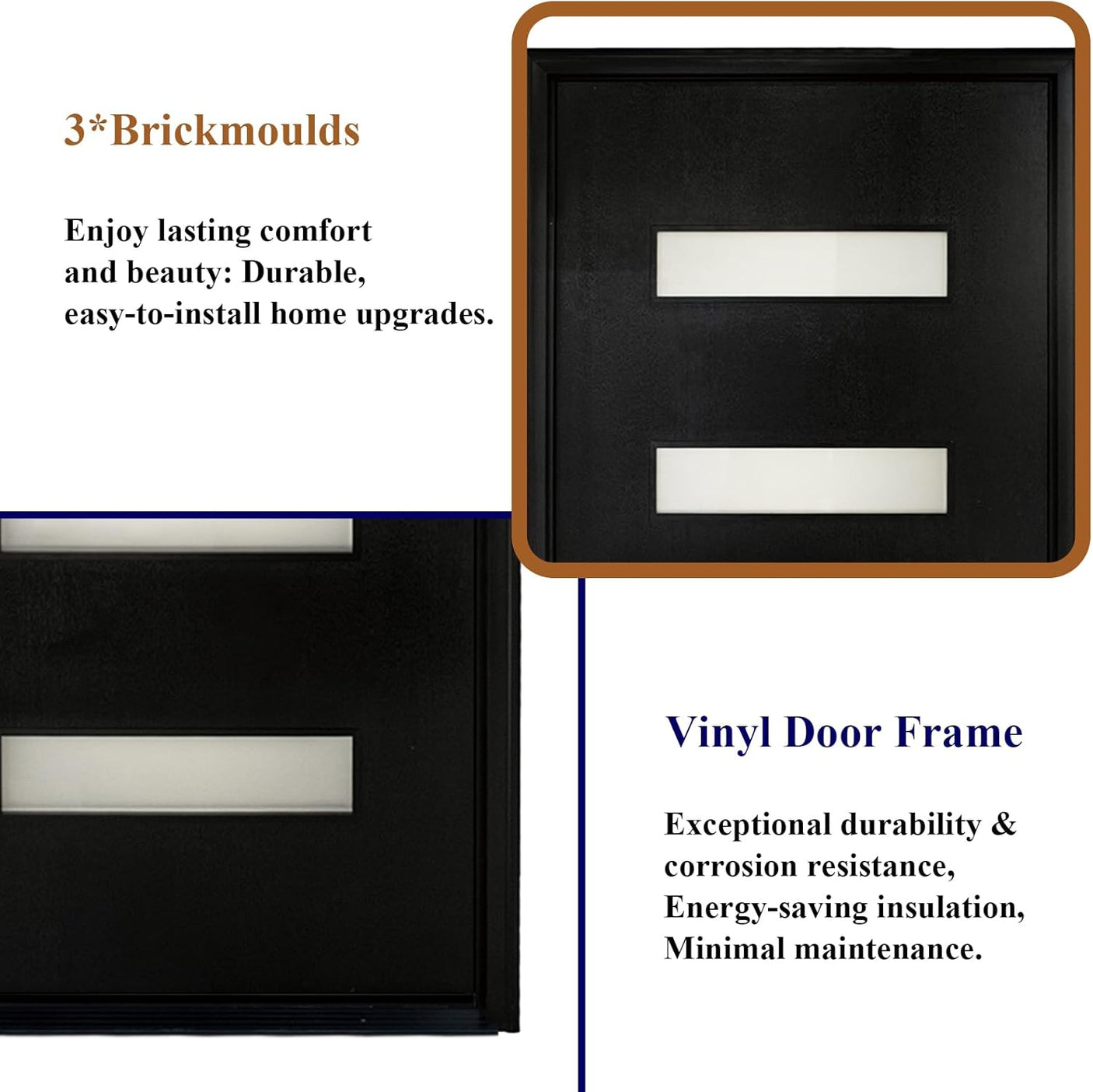 YECHEN 36" x 80" Fiberglass Pre-Hung Front Door, Contemporary Black Entry Door with Frosted Privacy Glass (Left/Right Hand Inswing)
