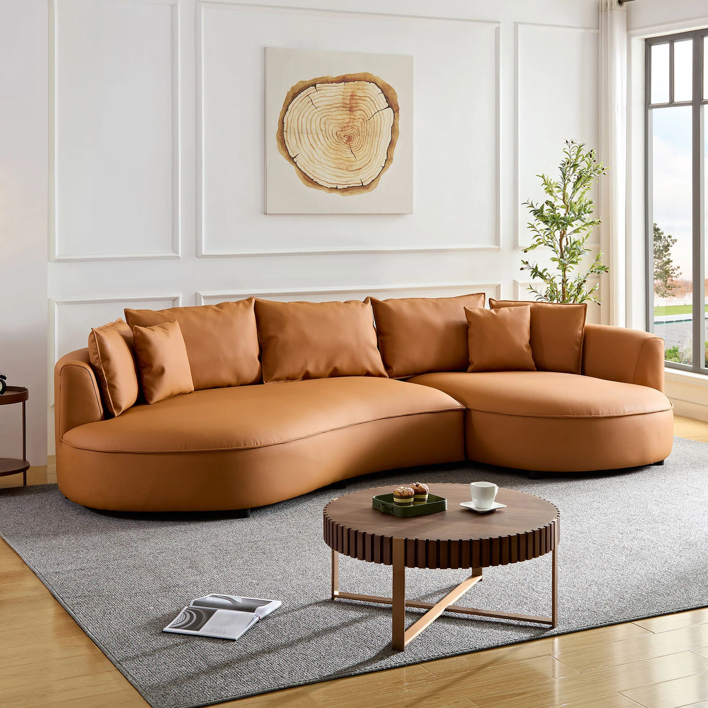 Mareno Leather Sectional Sofa