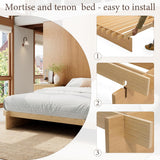 Platform Bed Frame with Dovetail Joinery – 10-Min Assembly, Wood Slats, No Box Spring, Natural| Walnut