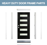 YECHEN 36" x 80" Fiberglass Pre-Hung Front Door, Contemporary Black Entry Door with Frosted Privacy Glass (Left/Right Hand Inswing)