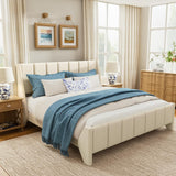 Yechen Boucle Wingback Bed Frame – Upholstered Enclosed Headboard, Full & Queen