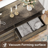 Rustic 6 Drawer Open Shelves Dresser