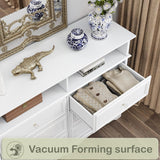 Rustic 6 Drawer Open Shelves Dresser