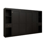 Queen Horizontal Murphy Bed with Storage Cabinets – Black