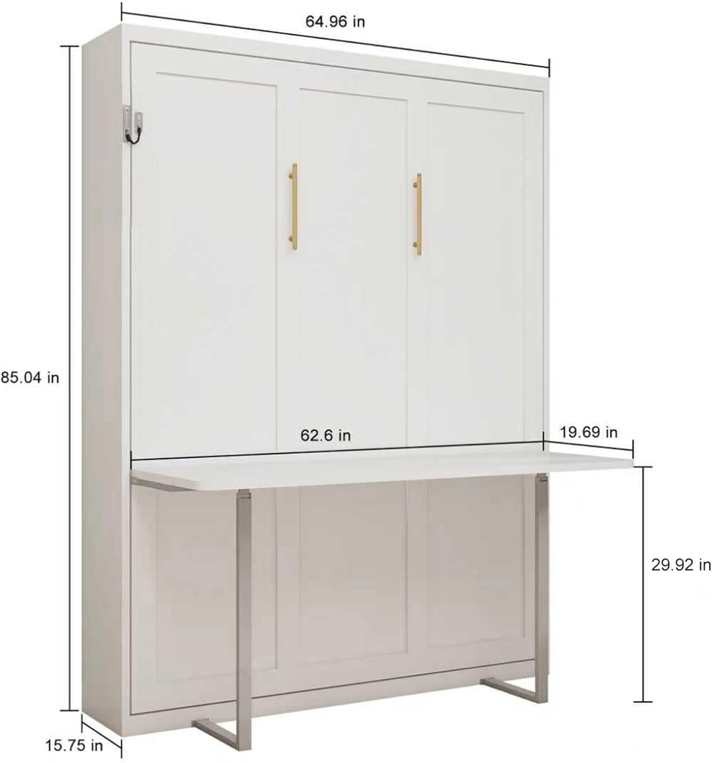 Queen Size Murphy Bed with Desk | Space-Saving Foldable Wall Bed | Yechen Home